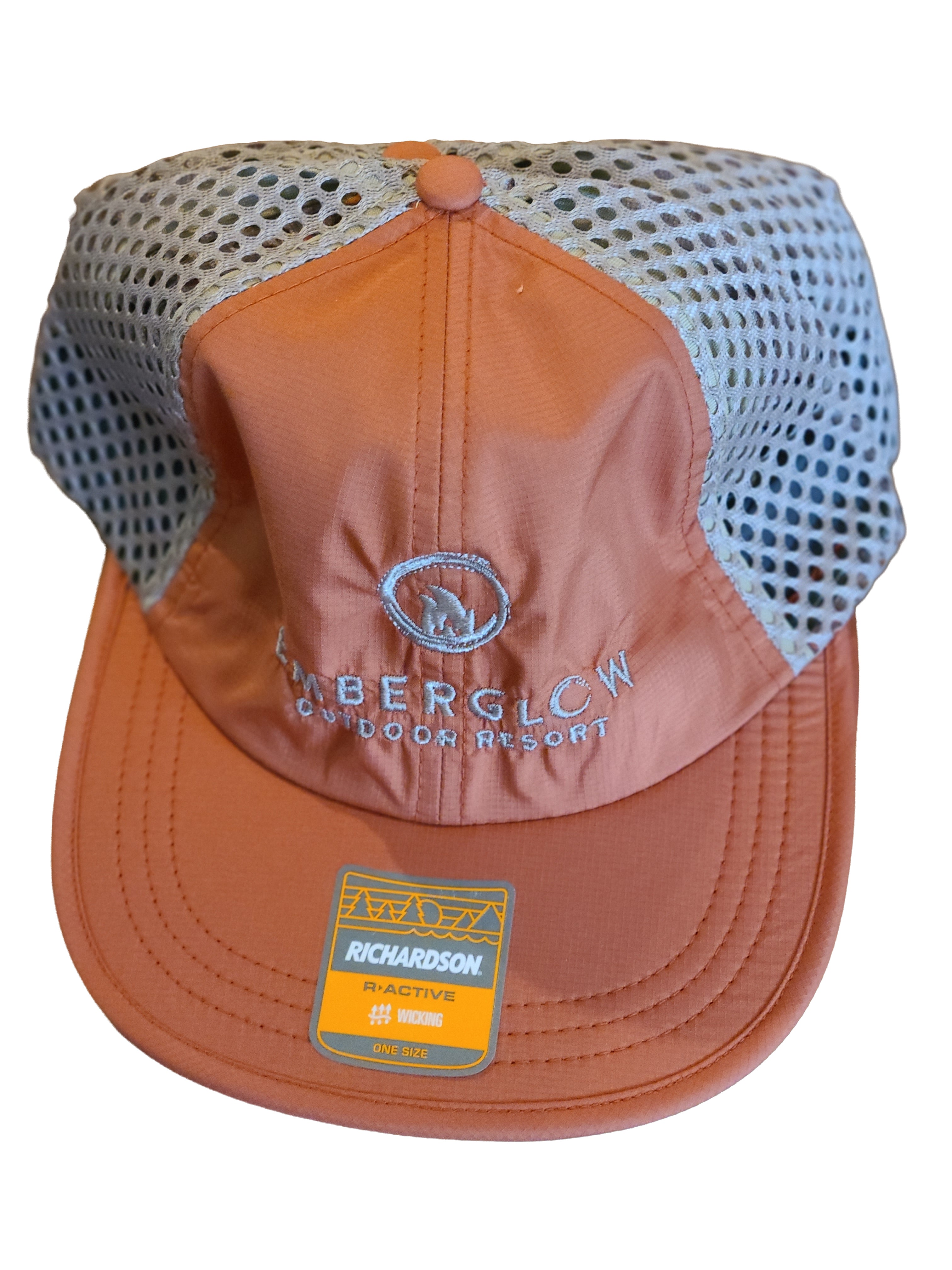 Orange and Beige Richardson Active Wicking Mesh Hat