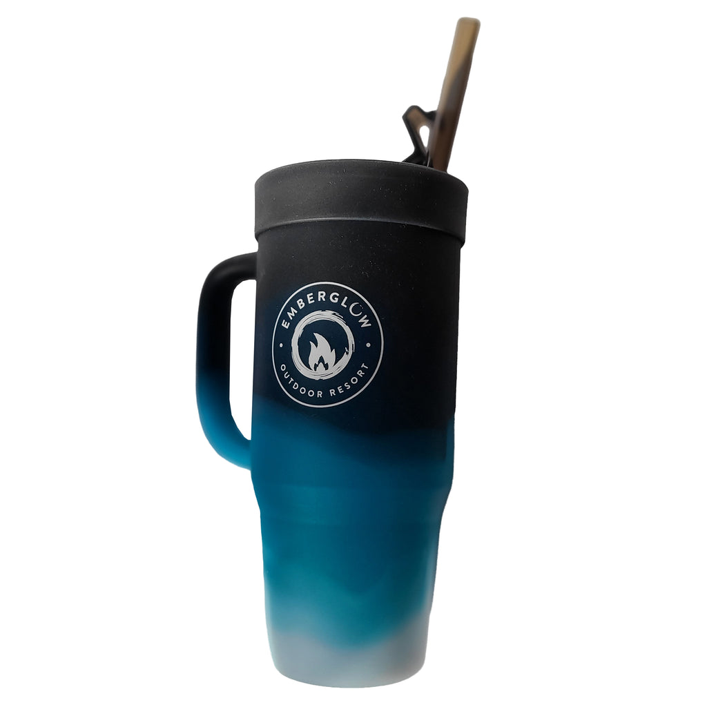 Blue Ridgeline Emberglow Silicone Tumbler with Lid and Straw