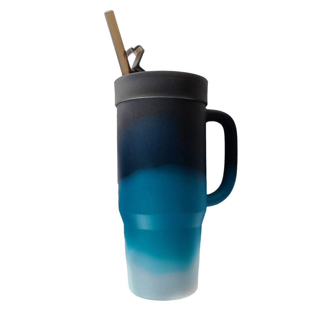 Blue Ridgeline Emberglow Silicone Tumbler with Lid and Straw