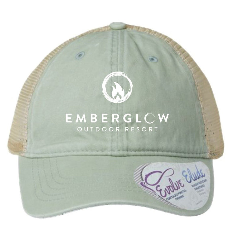 Green and Beige Ponytail Evolve Elude Hat