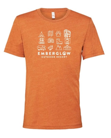 Emberglow Rustic Orange Icons Adult T-Shirt