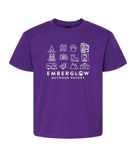 Youth Purple with Icons Emberglow T-Shirt