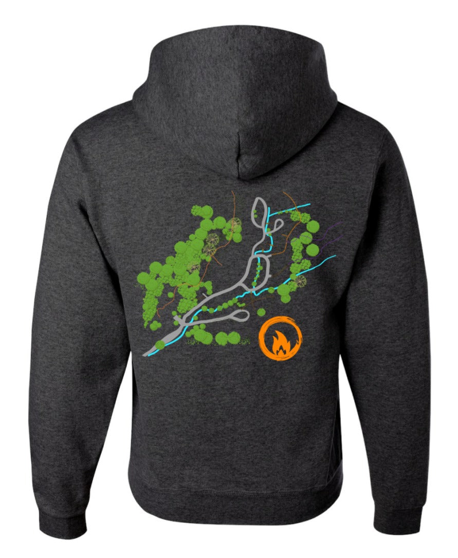 Emberglow Trail Map on Dark Grey Sweatshirt Hoodie